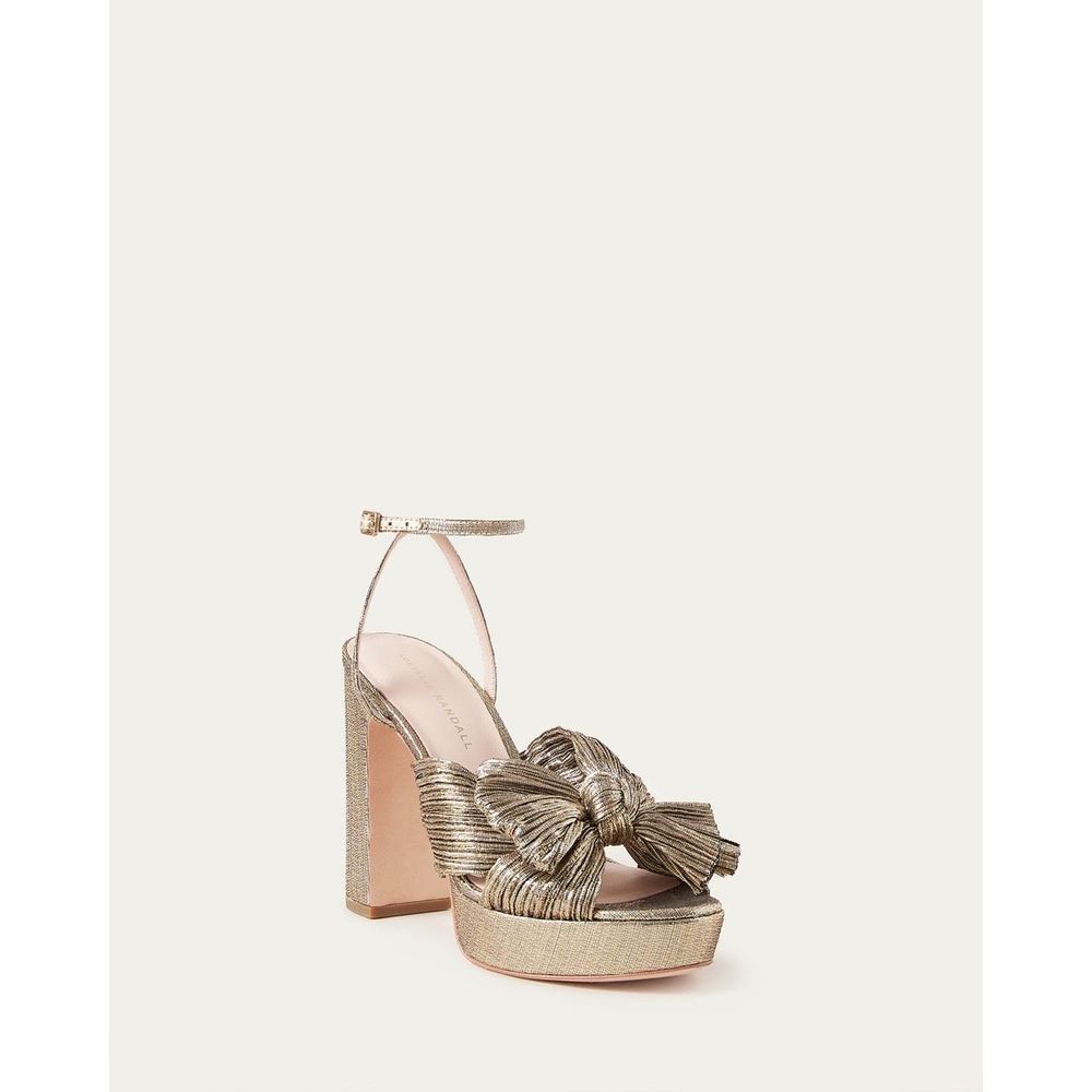 Loeffler Randal Natalia Dark Gold Platform Bow Heel